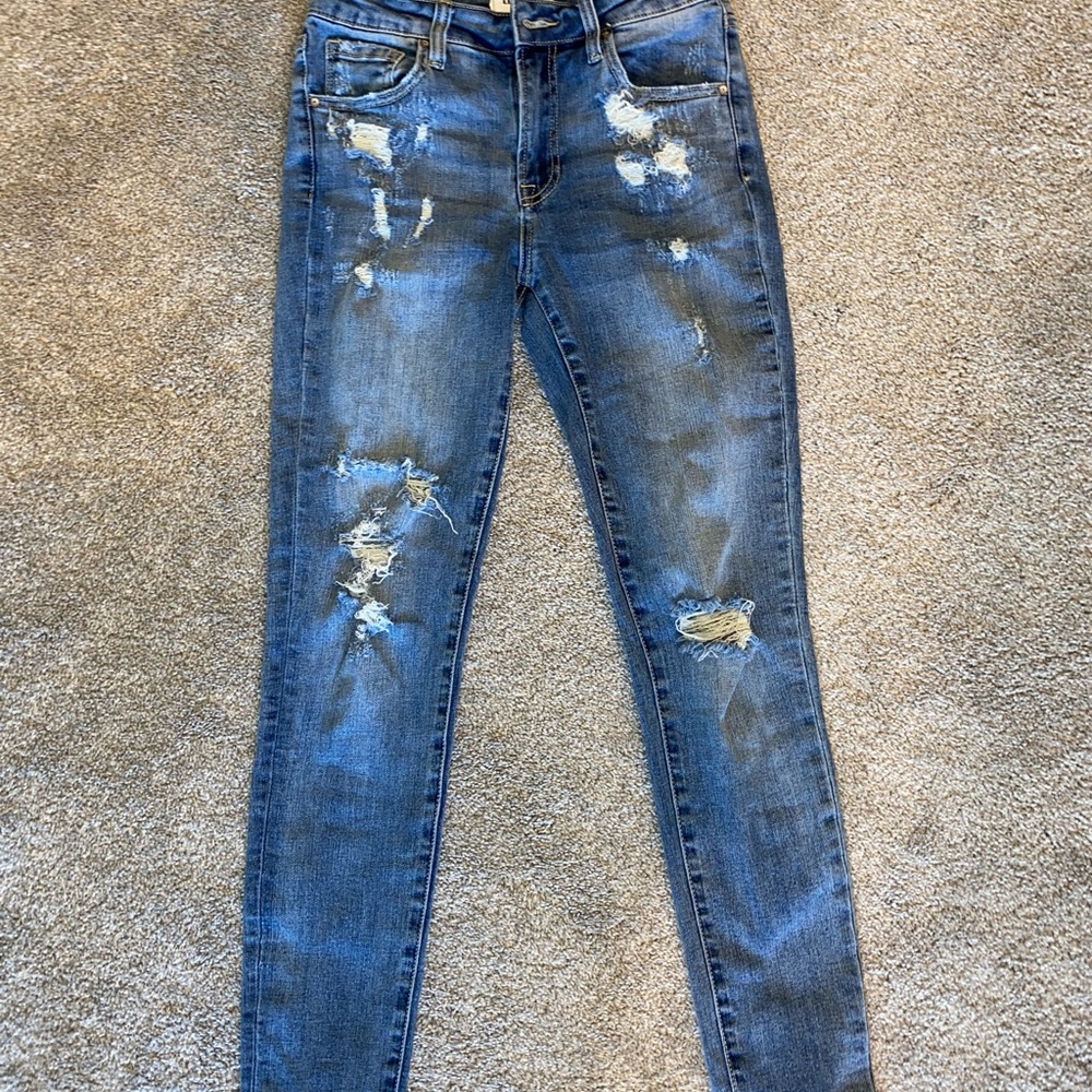 Tricot Distressed skinny jeans